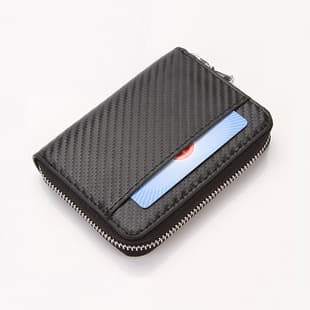 Factory wholesale Japan Amazon new men's wallet carbon fiber short zipper coin purse a generation of hair
