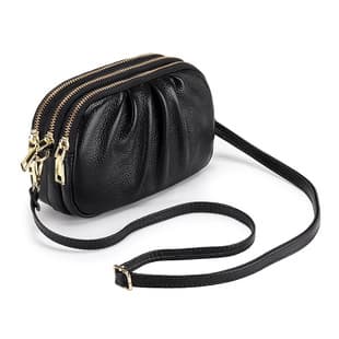 Genuine Leather Women's Small Crossbody Bag 2026 New Versatile Pleated Bag Soft Leather Large Capacity Three-Layer Zipper Shoulder Bag