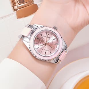 LONGBO LONGBO brand hot selling three eyes watch ceramic steel band waterproof luminous ladies quartz watch wholesale