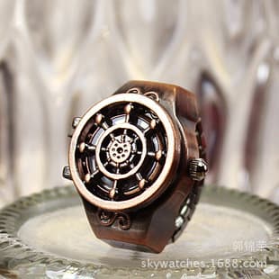 Personalized Animation Series Ring Watch Ancient Silver Ring Watch Men's Head Ring Watch Antique Ring Watch