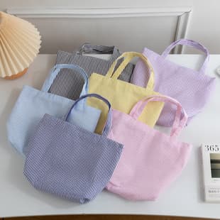 New Foreign Trade Striped Tote Bag for Women, Lazy Style Large Capacity Shopping Bag, 2025 Summer Retro Underarm Handbag