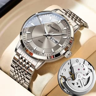 Fully Automatic Imitation Mechanical Watch Men's Watch Men's Hollow Waterproof Tide Luminous Dual Calendar Douyin Cross-Border Dropshipping