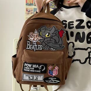 2024 American Retro Style Little Monster Backpack Cartoon Hip-Hop Style School Bag Casual Backpack Lightweight Street Fashion