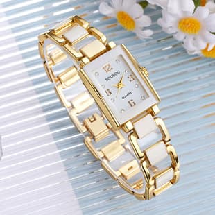 Cross-Border Popular Gold Color Women's Watch Female Student Party Southeast Asia Korean Version Temperament Quartz Niche High-End Sense