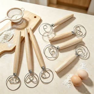 Stainless steel oak egg beater, double-ring and single-ring dough mixer, manual flour mixer, baking tool