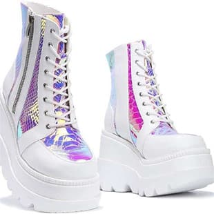 Independent station 2023 Amazon autumn and winter new high-top muffin shoes women's color matching lace-up large size European and American women's shoes