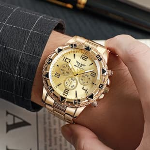2023 Aliexpress Popular Watch Men's Watch Fake Three Eyes Casual Steel Band Watch Alloy Fashion Watch