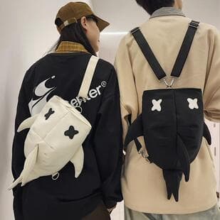 Japanese-Style New Shark Backpack for Female Students, Versatile Large-Capacity Backpack for Men, Casual Travel Backpack, Niche Trend