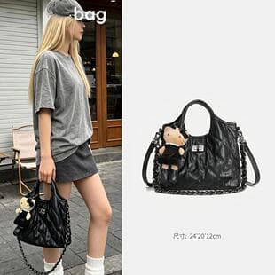2026 Summer New Fashion Quilted Tote Basket Bag Versatile Chain Shoulder Bag Crossbody Bag Casual Bag