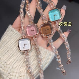 Tijia High-End Niche Bracelet-Style Women's Watch, Light Luxury Creative Square Glass Quartz Women's Watch with Chain