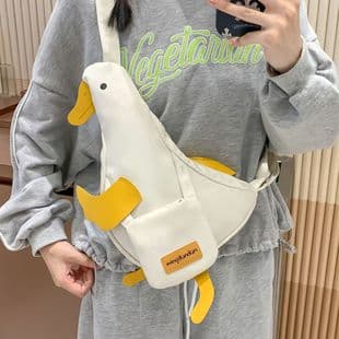 Japanese-Style Chest Bag Original Cute Little Duck Ugly-Cute Canvas Bag for Women 2025 New Niche Personality Student Crossbody Bag