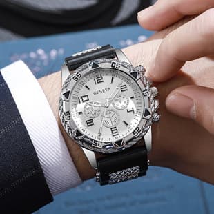 Fashion Watch Men's Quartz Watch Men's Watch Set Trendy Watch Men's Student Watch Silicone Watch Sports Watch