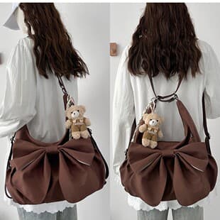 Multifunctional Cloth Bag for Women, Bow-Knot Commuter Backpack, Large-Capacity Casual Bucket Bag, Daily Shoulder Crossbody Bag, Trendy