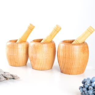 Household Kitchen Solid Wood Garlic Pot Garlic Packer Garlic Pot Garlic Press Household Garlic Pot Garlic Pot Pair