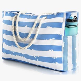 Cross-Border Striped Bohemian Large Storage Bag Beach Bag Waterproof Large Capacity Handbag Travel Canvas Bag