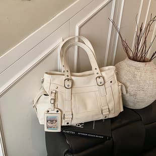 Sweet and Cool Style Large-Capacity Tote Bag 2025 New Trendy Versatile Handbag Uniform Bag Simple High-End Shoulder Bag