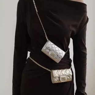 silver Small Waste Bag Mini Card Bag Coin Purse Mini Bag New Waist Bag Women's Chain Crossbody Bag