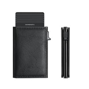 Wholesale Rfid Anti-Theft Men's Wallet, Popular Foreign Trade Model, Pop-Up Aluminum Alloy Card Holder, Leather Card Case B08