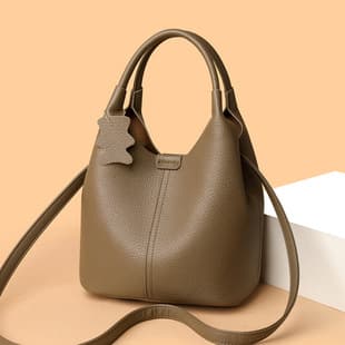 Litchi Pattern Bucket Bag 2026 New French Style Handbag High-End Commuter Soft Leather Niche Crossbody Women's Bag