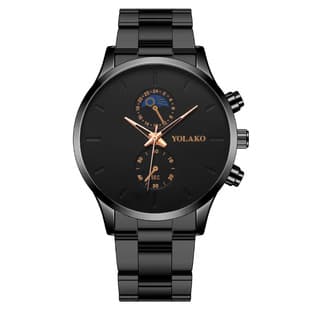 Foreign Trade Hot-Selling Fashionable Moon Two-Eye Men's Watch Men's Watch Steel Band Quartz Watch Manufacturer Dropshipping