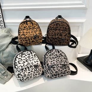 European and American Fashion Retro Backpack Leopard Print Large Capacity Travel Trendy Crossbody Shoulder Small Square Bag Women's Backpack