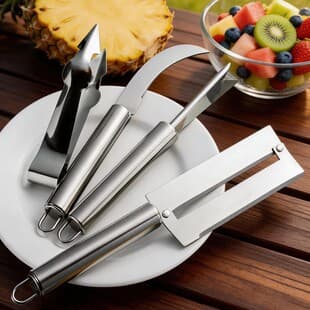Stainless Steel Pineapple Knife Four-Piece Set Kitchen Gadgets Pineapple Eye Remover Pineapple Peeler Pineapple Eye Scooper