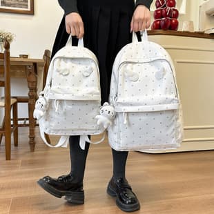 School Bag for Female College Students 2026 New Style Simple Polka Dot Girl Backpack Large Capacity Girls' Ins Niche School Bag