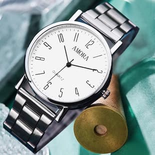 AMORA in stock factory direct men's watch gift watch wholesale watch simple steel band quartz watch