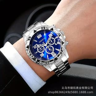 Temu popular men's watch manufacturer wholesale hot-selling men's watch TK best-selling fake three-eye casual steel band quartz watch