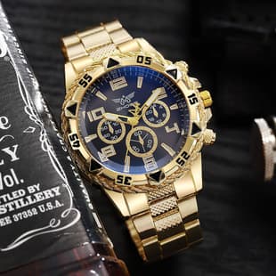 Cross-Border Hot-Selling Men's Watches, Fake Three-Eye Casual Steel Band Watches, Men's Wristwatches, Alloy Quartz Watches, Wholesale