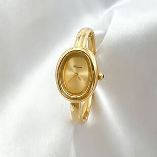 Timina Vintage Oval Bracelet Watch for Women, French Light Luxury Roman Numeral Small Gold Watch, Open Bangle Style Quartz Watch