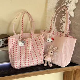 New Stylish Polka Dot Canvas Bag for Women, Large Capacity Tote Bag, Casual Versatile Student Commuter Shoulder Shopping Bag