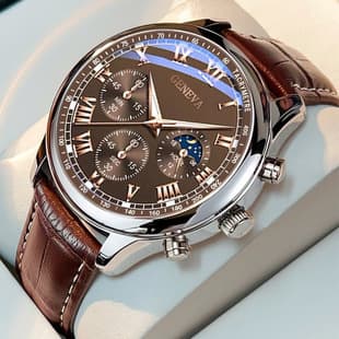 Factory Direct Sales Men's Watch Belt Fake Three-Eye Geneva Quartz Watch Men's Watch High-End Watch Men