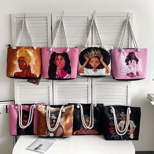 Printed Tote Bag for Women 2025 New Large-Capacity Shopping Bag Cross-Border Handbag Canvas Shoulder Bag Women Bags
