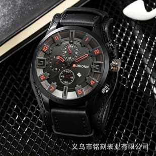 Cross-border hot-selling foreign trade men's watch, fashionable retro leather calendar three-eye quartz watch, wholesale from the source manufacturer