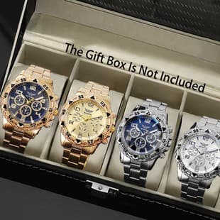 2025 New Foreign Trade Live Wholesale Popular Men's Business Blue Light Glass Steel Strap Three-Eye Quartz Watch in Stock