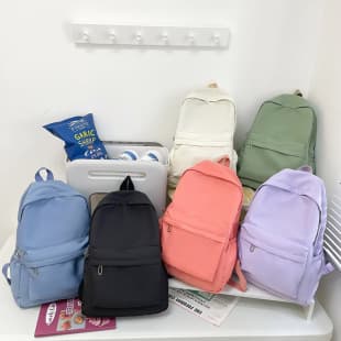 Cross-Border Trade New Solid Color Backpack Casual Backpack for Women Cross-Border School Bag Simple Ins Large Capacity Travel Bag