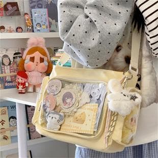 Korean-Style College Style Versatile Simple Large-Capacity Messenger Bag for Women, Transparent Shoulder Bag, Crossbody Bag, Ita Bag