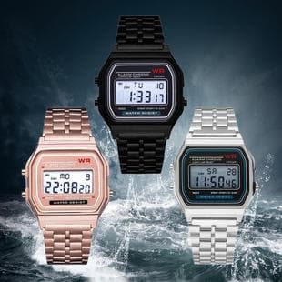 Foreign Trade Led Electronic Watch Wr F91W Steel Band A159 Harajuku Style Fashion Watch Multi-Functional Electronic Watch