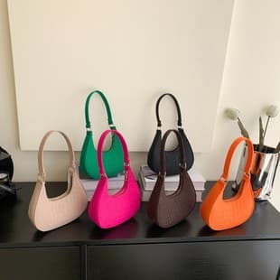Solid Color Elegant Women's Bag 2023 Fashionable Korean Style Summer New Arrival Stone Pattern Underarm Bag Casual Shoulder Hand Bag
