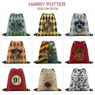 Harry Potter Film and Television Surrounding Full Color Bundle Pocket Cartoon Animation Bundle Backpack Drawstring Backpack Storage Bag