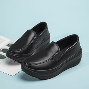 Cross-Border New Md-Soled Rocking Shoes White Sneakers Nurse Women's Shoes Thick-Soled Wedge Platform Shoes Women's Flats