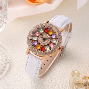 Rotating Versatile Watch for Women, Trendy and Unique Large Dial, Starry Sky Rhinestone Fashion Women's Watch, Leather Strap, Steel Band Wristwatch