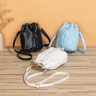 Fresh and Sweet Bucket Bag 2026 New Model Solid Color Drawstring Crossbody Bag Fashionable Simple Small Bag