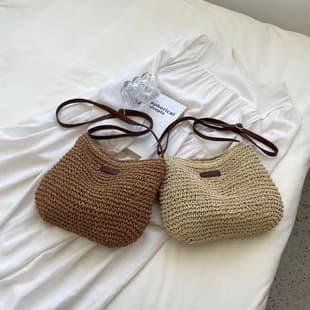 Manufacturer's Best-Selling Cross-Body Straw Bag, Simple Shoulder Straw Bag, Woven Bag, Vacation Beach Bag, Versatile Women's Bag