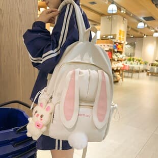 Schoolbag Women's Korean-style Harajuku Senior high school Student Japanese-style Cute Rabbit Ears Backpack Campus All-match Girl's Backpack