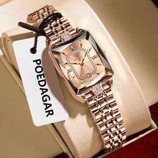 Poedagar Small Square Women's Watch Waterproof Fashion Casual Quartz Watch Live Broadcast Foreign Trade Hot-Selling Wristwatch