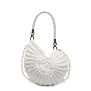 Cross-Border Woven Bag, Pure Handmade Woven Bag for Women, Beach Conch Shell Crossbody Bag with Shoulder Strap, Finished Handbag