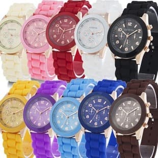 in stock Geneva Geneva Silicone Watch Women's Korean Style Fashion Beautiful Color Jelly Student Casual Watch