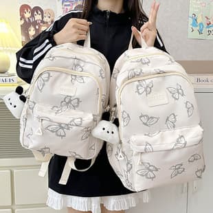 Japanese Ins Style Butterfly Backpack Female Junior High School Girl Student Schoolbag Large Capacity Travel Lightweight Backpack